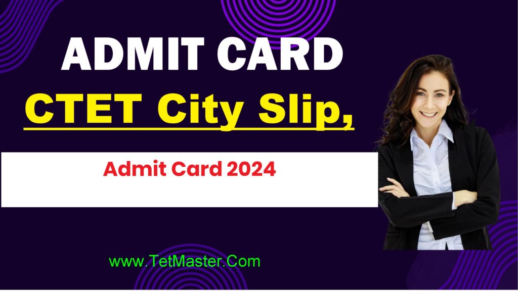 CTET 2024 Admit Card and City Intimation Slip with December 2024 calendar.