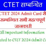 CTET 2024 Admit Card Download Process - Official Website and Information